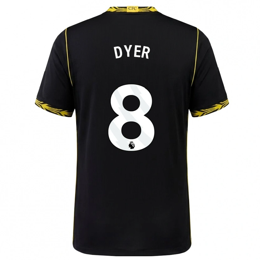 Danxen Kvinder Kiano Dyer #8 Sort Gul Udebane Spillertrøjer 2026/27 Trøje T-Shirt