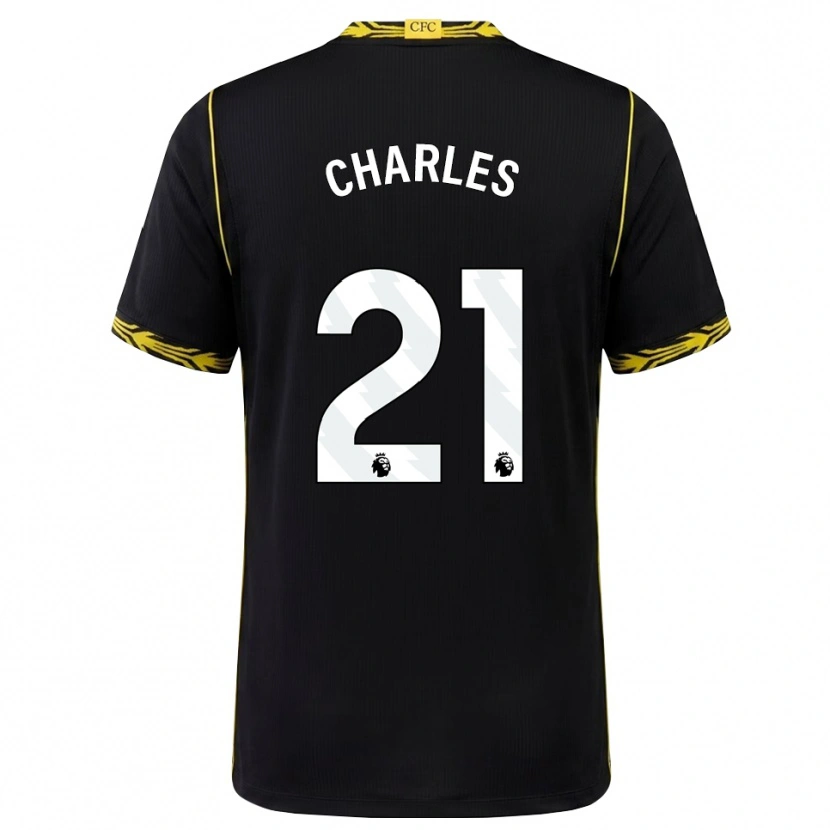 Danxen Kvinder Niamh Charles #21 Sort Gul Udebane Spillertrøjer 2026/27 Trøje T-Shirt