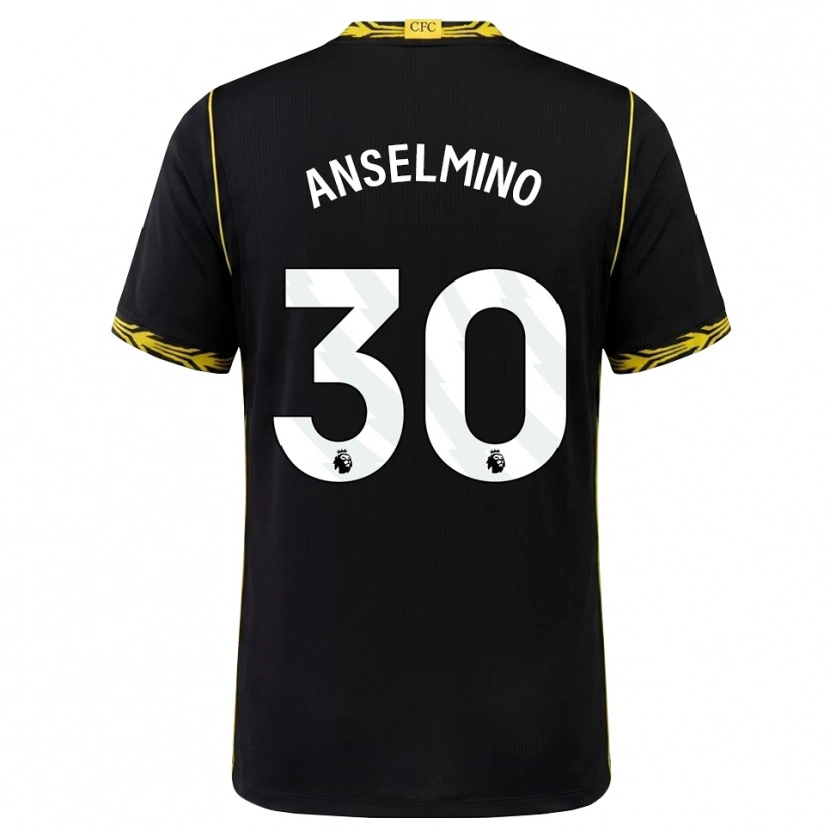 Danxen Kvinder Aarón Anselmino #30 Sort Gul Udebane Spillertrøjer 2026/27 Trøje T-Shirt