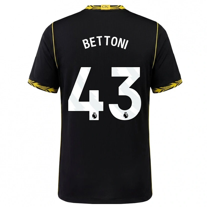 Danxen Kvinder Harrison Bettoni #43 Sort Gul Udebane Spillertrøjer 2026/27 Trøje T-Shirt