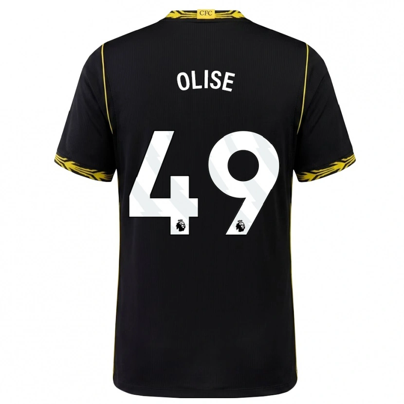 Danxen Kvinder Richard Olise #49 Sort Gul Udebane Spillertrøjer 2026/27 Trøje T-Shirt