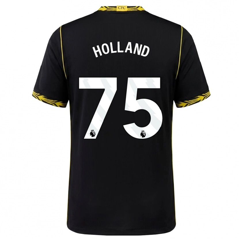 Danxen Kvinder Charlie Holland #75 Sort Gul Udebane Spillertrøjer 2026/27 Trøje T-Shirt