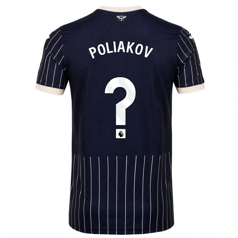 Danxen Kvinder Adam Poliakov #0 Sort Hvid Udebane Spillertrøjer 2026/27 Trøje T-Shirt