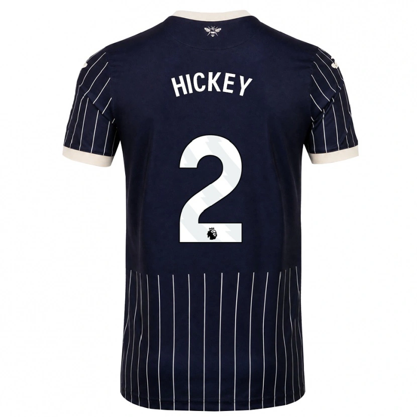 Danxen Kvinder Aaron Hickey #2 Sort Hvid Udebane Spillertrøjer 2026/27 Trøje T-Shirt