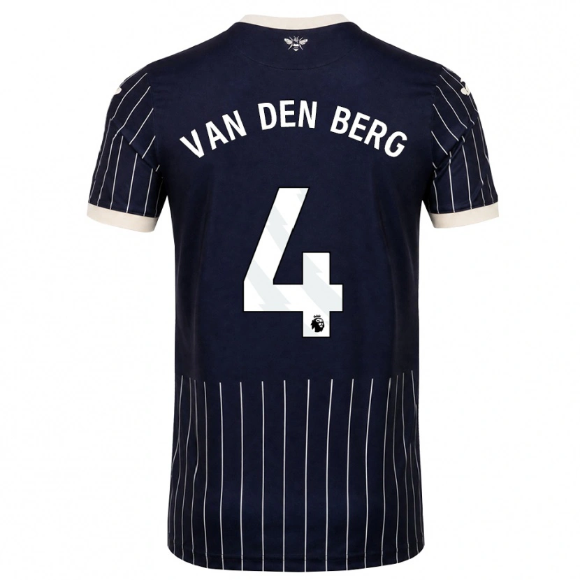 Danxen Kvinder Sepp Van Den Berg #4 Sort Hvid Udebane Spillertrøjer 2026/27 Trøje T-Shirt