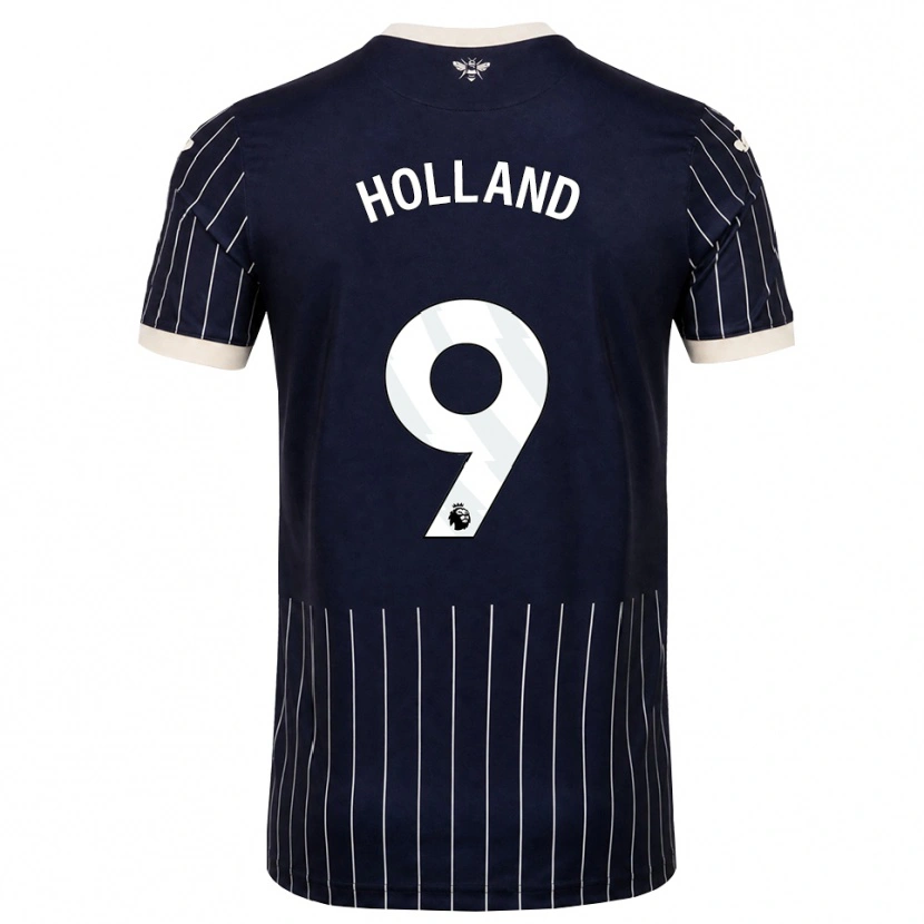 Danxen Kvinder Isaac Holland #9 Sort Hvid Udebane Spillertrøjer 2026/27 Trøje T-Shirt