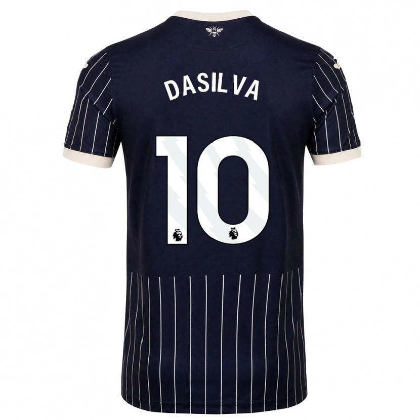 Danxen Kvinder Josh Dasilva #10 Sort Hvid Udebane Spillertrøjer 2026/27 Trøje T-Shirt