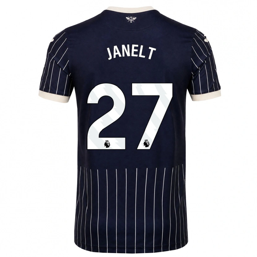 Danxen Kvinder Vitaly Janelt #27 Sort Hvid Udebane Spillertrøjer 2026/27 Trøje T-Shirt