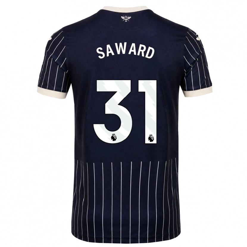 Danxen Kvinder Sammie Saward #31 Sort Hvid Udebane Spillertrøjer 2026/27 Trøje T-Shirt