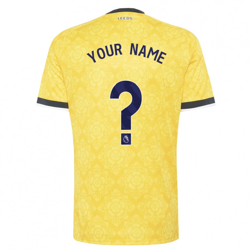 Danxen Kvinder Dit Navn #0 Gul Hvid Sort Udebane Spillertrøjer 2026/27 Trøje T-Shirt