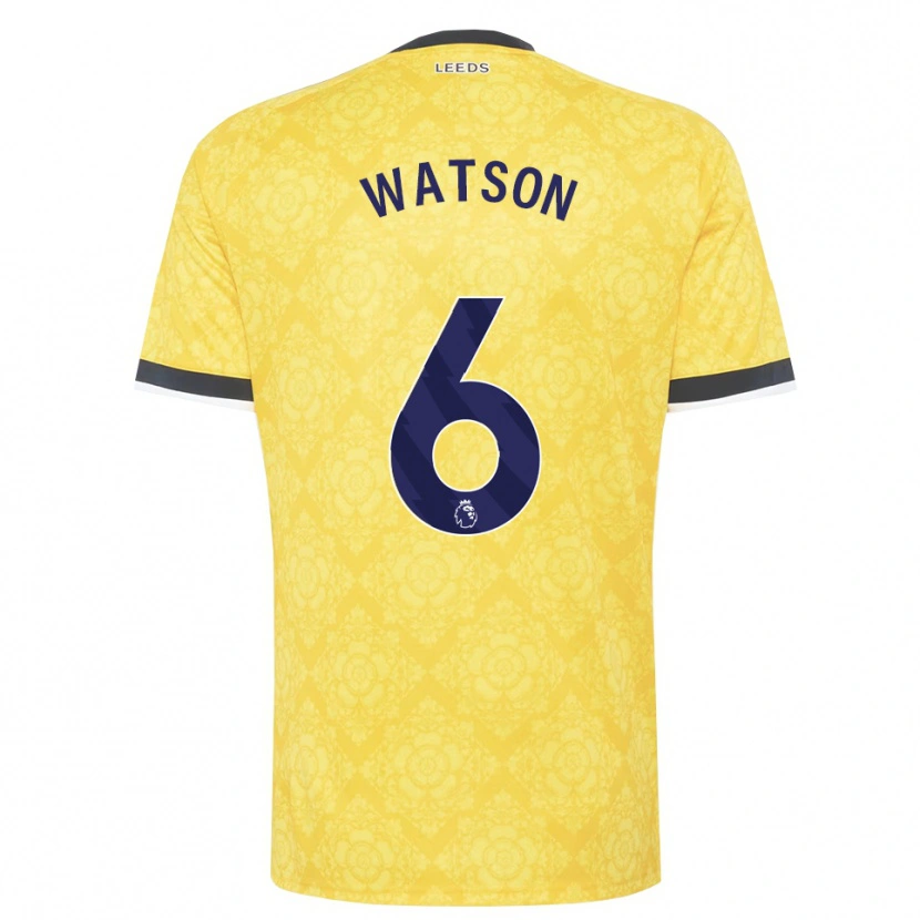 Danxen Kvinder Jacob Watson #6 Gul Hvid Sort Udebane Spillertrøjer 2026/27 Trøje T-Shirt