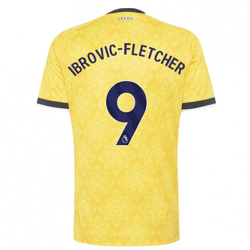 Danxen Kvinder Edward Ibrovic-Fletcher #9 Gul Hvid Sort Udebane Spillertrøjer 2026/27 Trøje T-Shirt