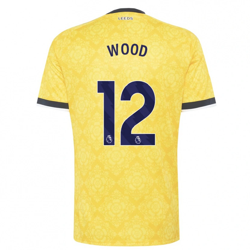 Danxen Kvinder Oliver Wood #12 Gul Hvid Sort Udebane Spillertrøjer 2026/27 Trøje T-Shirt
