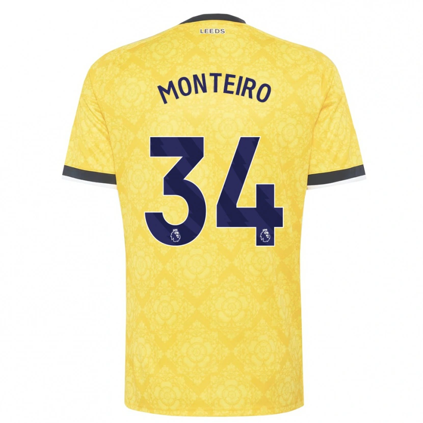 Danxen Kvinder Diogo Monteiro #34 Gul Hvid Sort Udebane Spillertrøjer 2026/27 Trøje T-Shirt