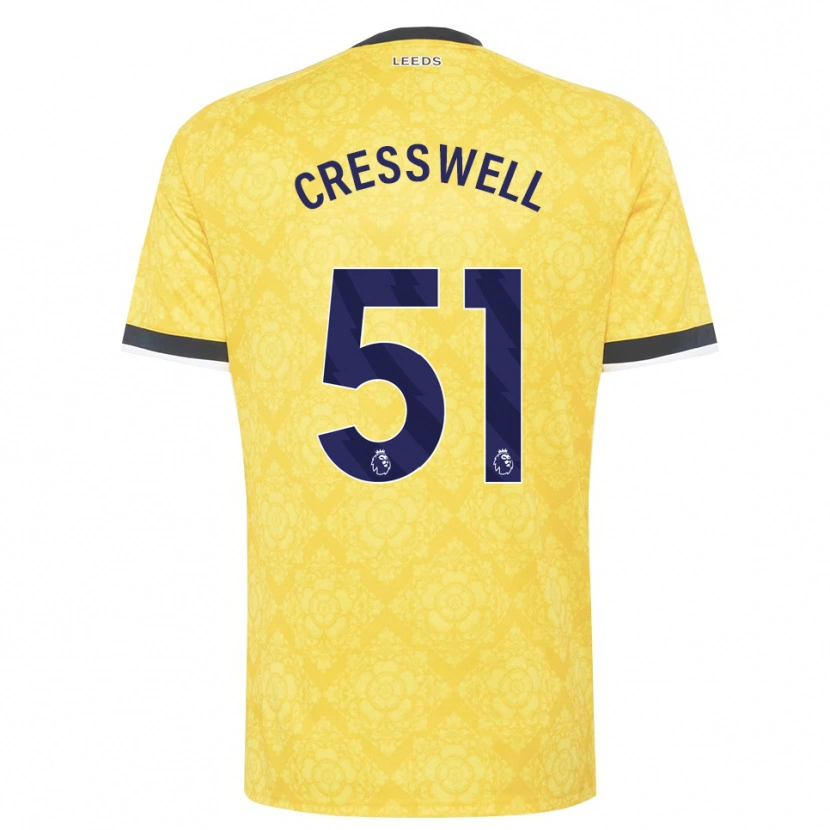 Danxen Kvinder Alfie Cresswell #51 Gul Hvid Sort Udebane Spillertrøjer 2026/27 Trøje T-Shirt