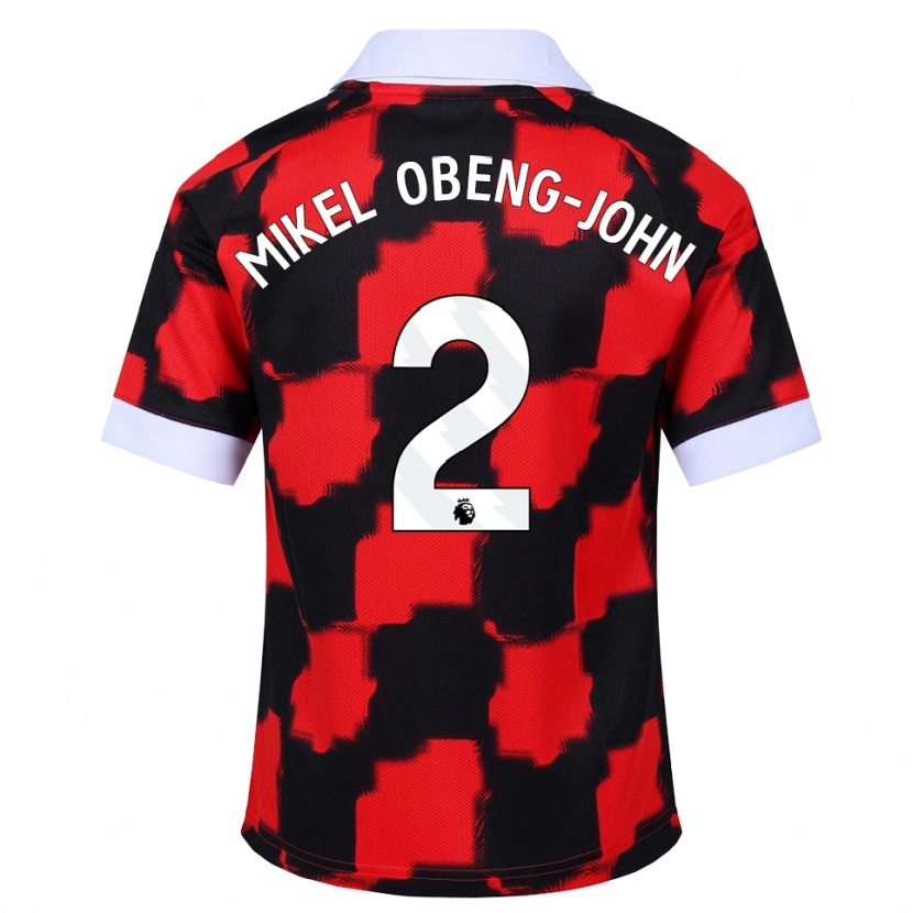 Danxen Kvinder Joe Mikel Obeng-John #2 Rød Hvid Sort Udebane Spillertrøjer 2026/27 Trøje T-Shirt
