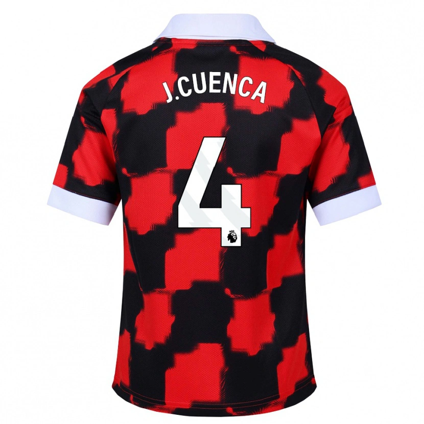 Danxen Kvinder Jorge Cuenca #4 Rød Hvid Sort Udebane Spillertrøjer 2026/27 Trøje T-Shirt
