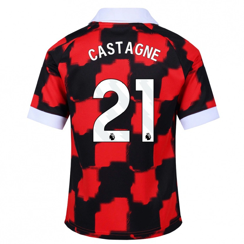 Danxen Kvinder Timothy Castagne #21 Rød Hvid Sort Udebane Spillertrøjer 2026/27 Trøje T-Shirt