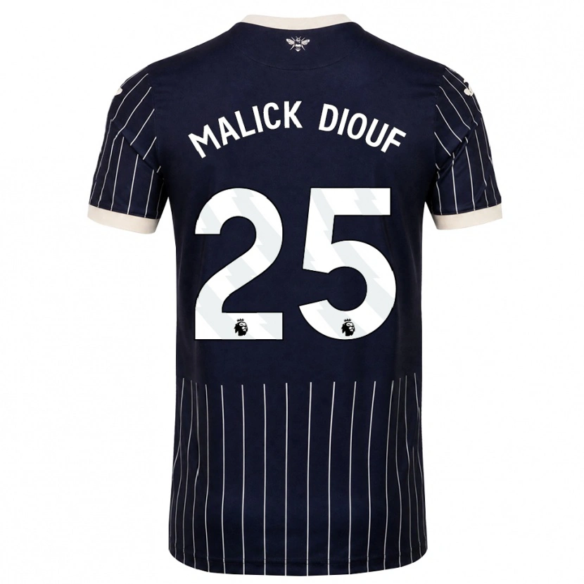 Danxen Kvinder El Hadji Malick Diouf #25 Sort Hvid Udebane Spillertrøjer 2026/27 Trøje T-Shirt