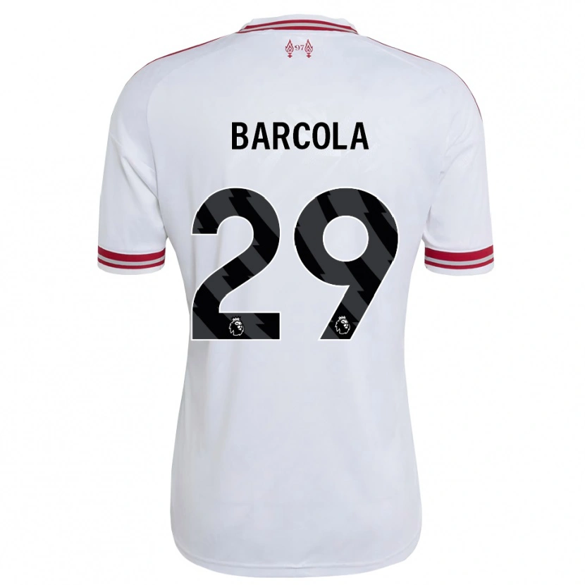 Danxen Kvinder Bradley Barcola #29 Rød Hvid Udebane Spillertrøjer 2026/27 Trøje T-Shirt