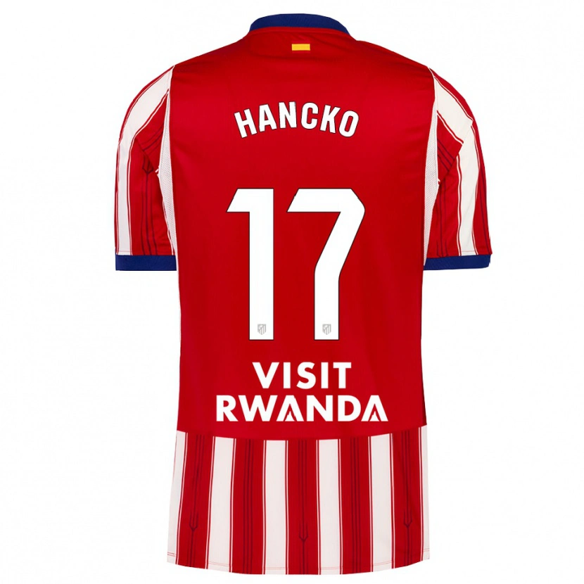 Danxen Børn Dávid Hancko #17 Kongeblå Rød Hvid Hjemmebane Spillertrøjer 2026/27 Trøje T-Shirt
