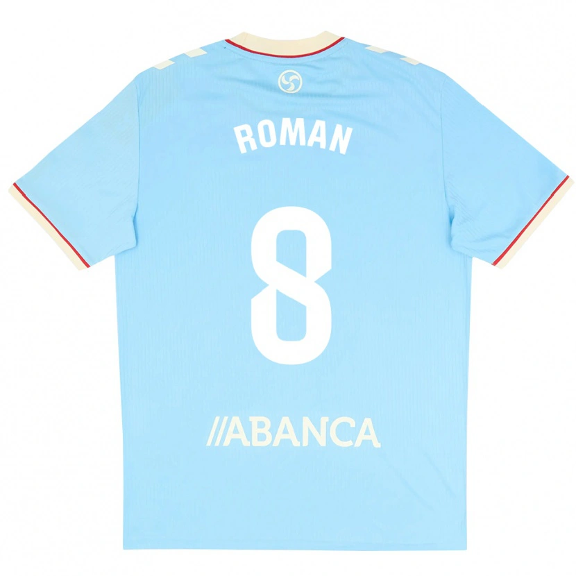 Danxen Børn Miguel Román #8 Himmelblå Hvid Rød Hjemmebane Spillertrøjer 2026/27 Trøje T-Shirt