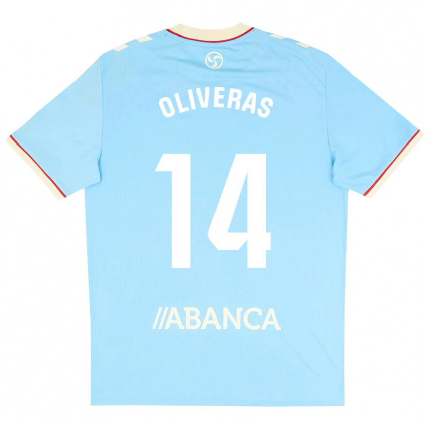 Danxen Børn Jan Oliveras #14 Himmelblå Hvid Rød Hjemmebane Spillertrøjer 2026/27 Trøje T-Shirt