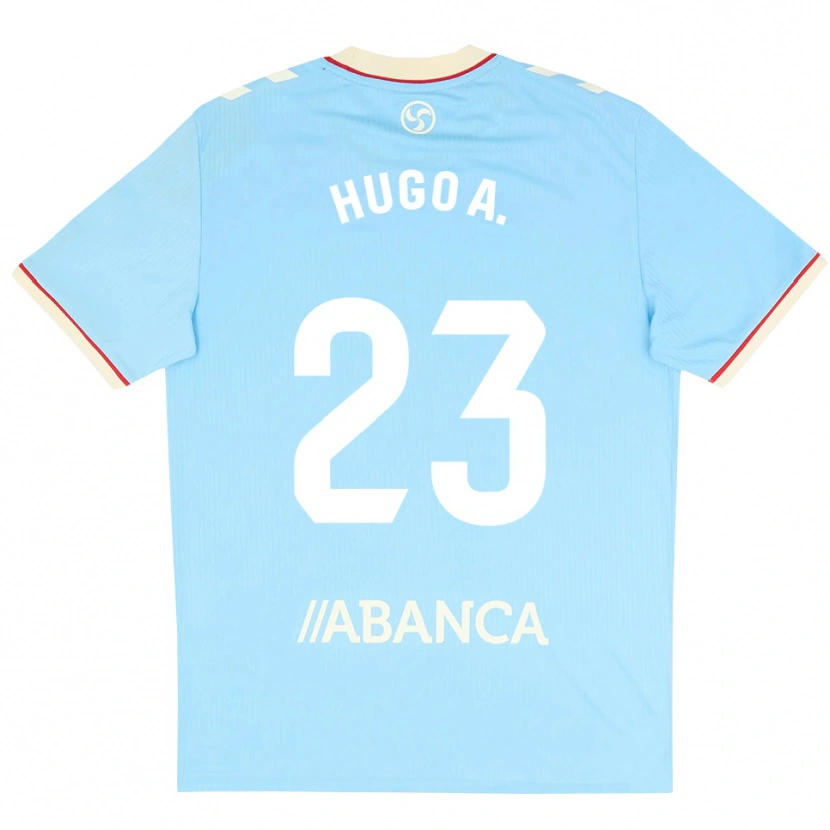 Danxen Børn Hugo Álvarez #23 Himmelblå Hvid Rød Hjemmebane Spillertrøjer 2026/27 Trøje T-Shirt
