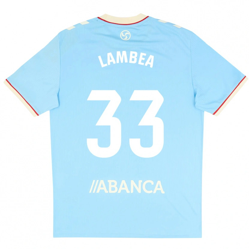 Danxen Børn Jorge Lambea #33 Himmelblå Hvid Rød Hjemmebane Spillertrøjer 2026/27 Trøje T-Shirt