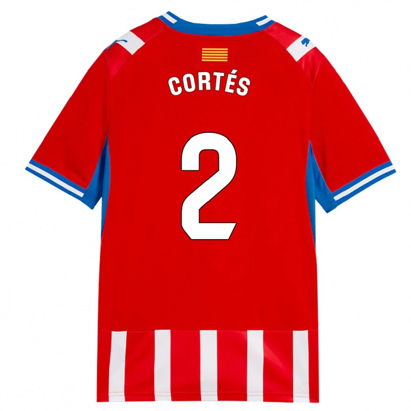 Danxen Børn Sergio Cortés #2 Rød Hvid Himmelblå Hjemmebane Spillertrøjer 2026/27 Trøje T-Shirt