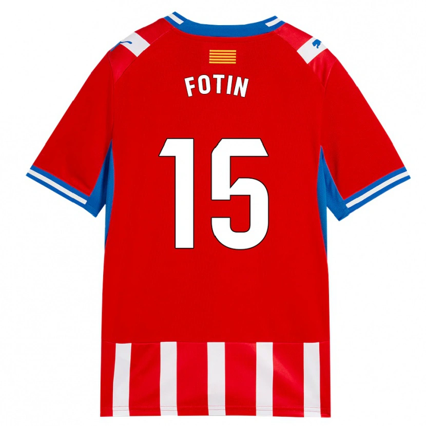 Danxen Børn Rareș Fotin #15 Rød Hvid Himmelblå Hjemmebane Spillertrøjer 2026/27 Trøje T-Shirt