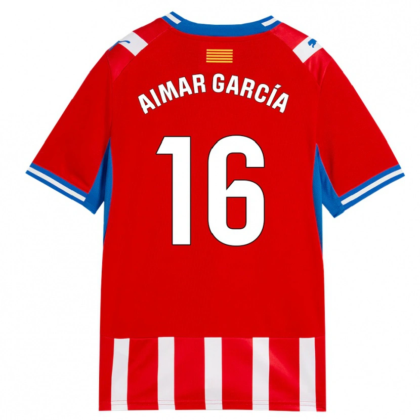 Danxen Børn Aimar García #16 Rød Hvid Himmelblå Hjemmebane Spillertrøjer 2026/27 Trøje T-Shirt