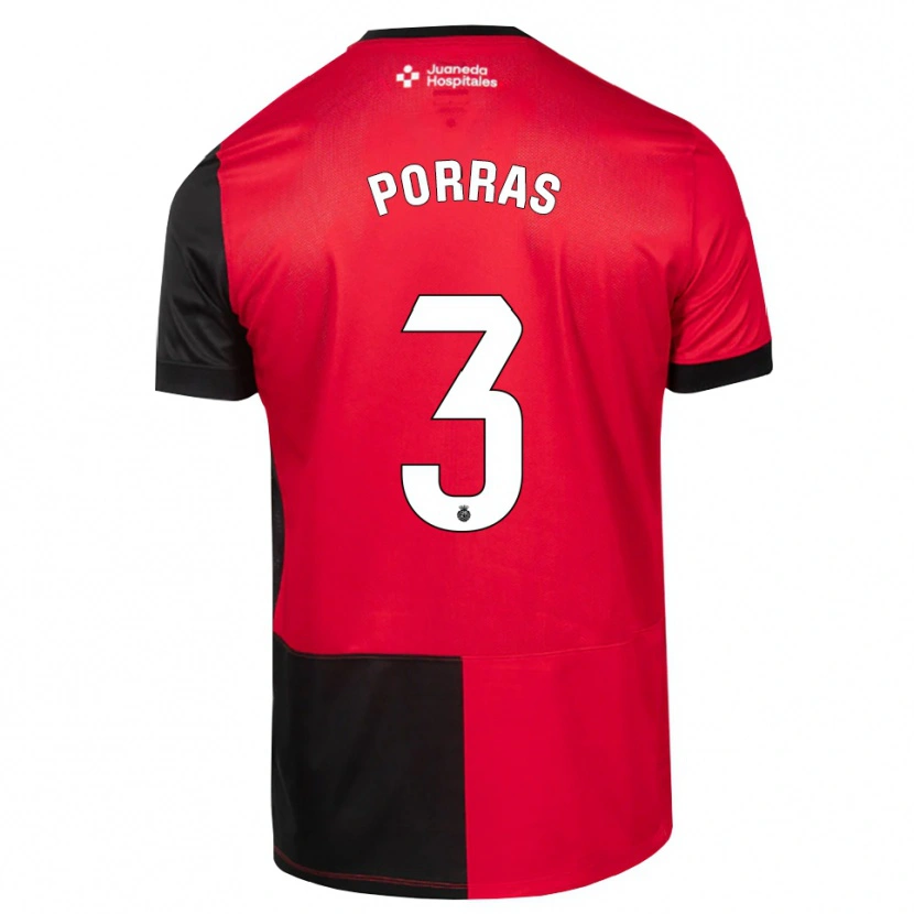 Danxen Børn Jordi Porras #3 Sort Rød Hvid Hjemmebane Spillertrøjer 2026/27 Trøje T-Shirt
