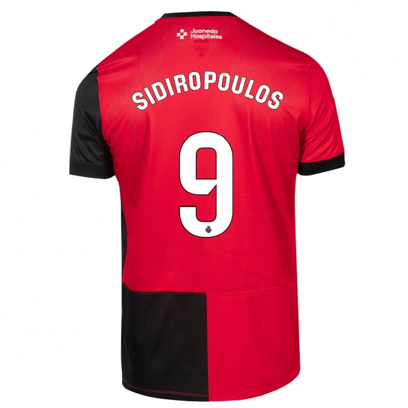 Danxen Børn Anastasios Sidiropoulos #9 Sort Rød Hvid Hjemmebane Spillertrøjer 2026/27 Trøje T-Shirt