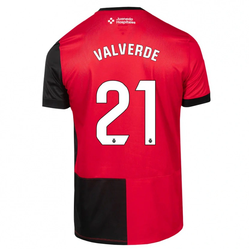Danxen Børn David Valverde #21 Sort Rød Hvid Hjemmebane Spillertrøjer 2026/27 Trøje T-Shirt
