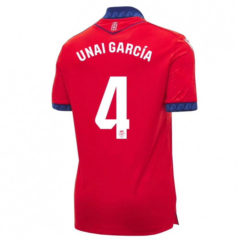 Danxen Børn Unai García #4 Rød Marineblå Hvid Hjemmebane Spillertrøjer 2026/27 Trøje T-Shirt