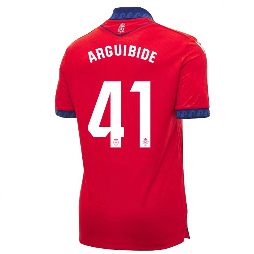Danxen Børn Iñigo Arguibide #41 Rød Marineblå Hvid Hjemmebane Spillertrøjer 2026/27 Trøje T-Shirt