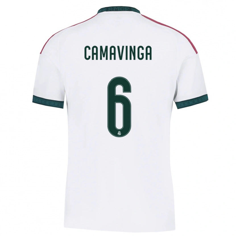 Danxen Børn Eduardo Camavinga #6 Mørkegrøn Hvid Rød Hjemmebane Spillertrøjer 2026/27 Trøje T-Shirt