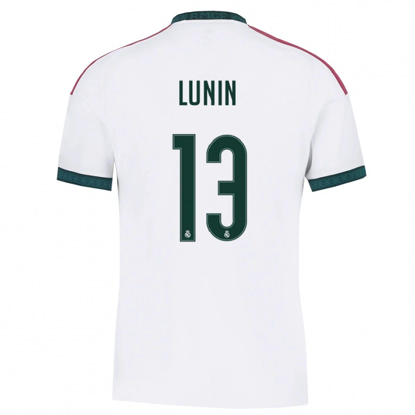 Danxen Børn Andriy Lunin #13 Mørkegrøn Hvid Rød Hjemmebane Spillertrøjer 2026/27 Trøje T-Shirt