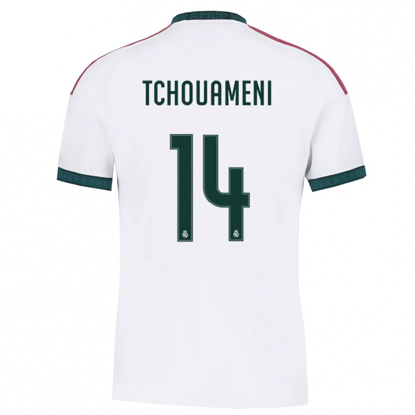Danxen Børn Aurélien Tchouaméni #14 Mørkegrøn Hvid Rød Hjemmebane Spillertrøjer 2026/27 Trøje T-Shirt