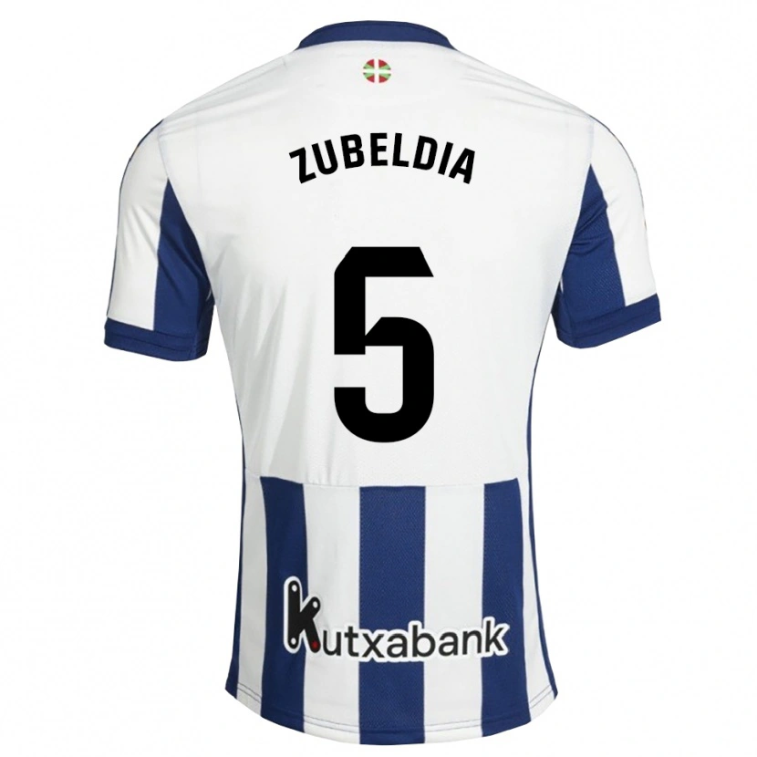 Danxen Børn Igor Zubeldia #5 Marinehvid Gyldenrod Hjemmebane Spillertrøjer 2026/27 Trøje T-Shirt
