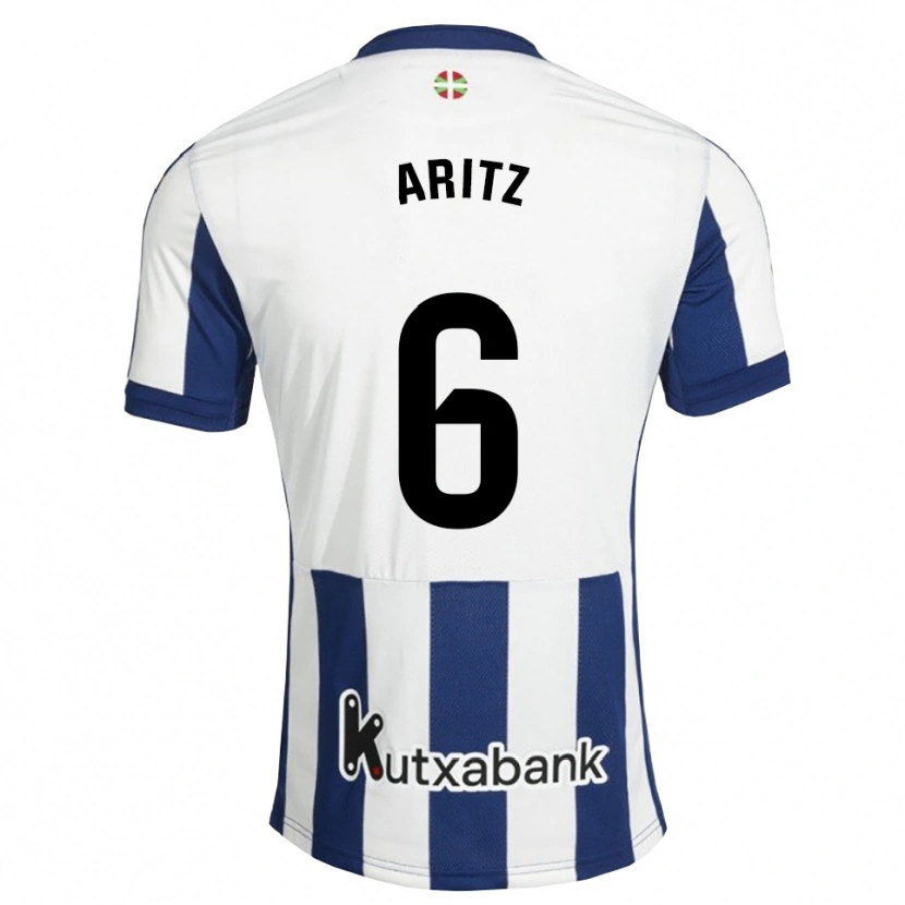 Danxen Børn Aritz Elustondo #6 Marinehvid Gyldenrod Hjemmebane Spillertrøjer 2026/27 Trøje T-Shirt