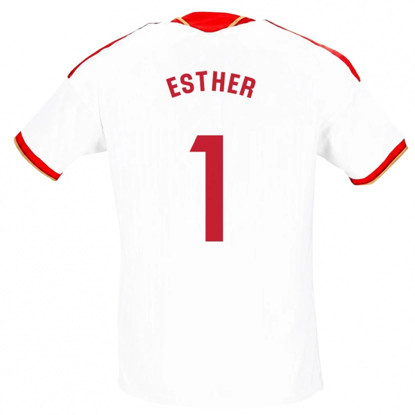 Danxen Børn Esther Sullastres Ayuso #1 Hvid Rød Hjemmebane Spillertrøjer 2026/27 Trøje T-Shirt