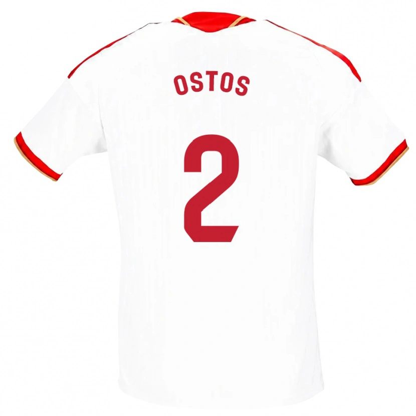 Danxen Børn Fran Ostos #2 Hvid Rød Hjemmebane Spillertrøjer 2026/27 Trøje T-Shirt