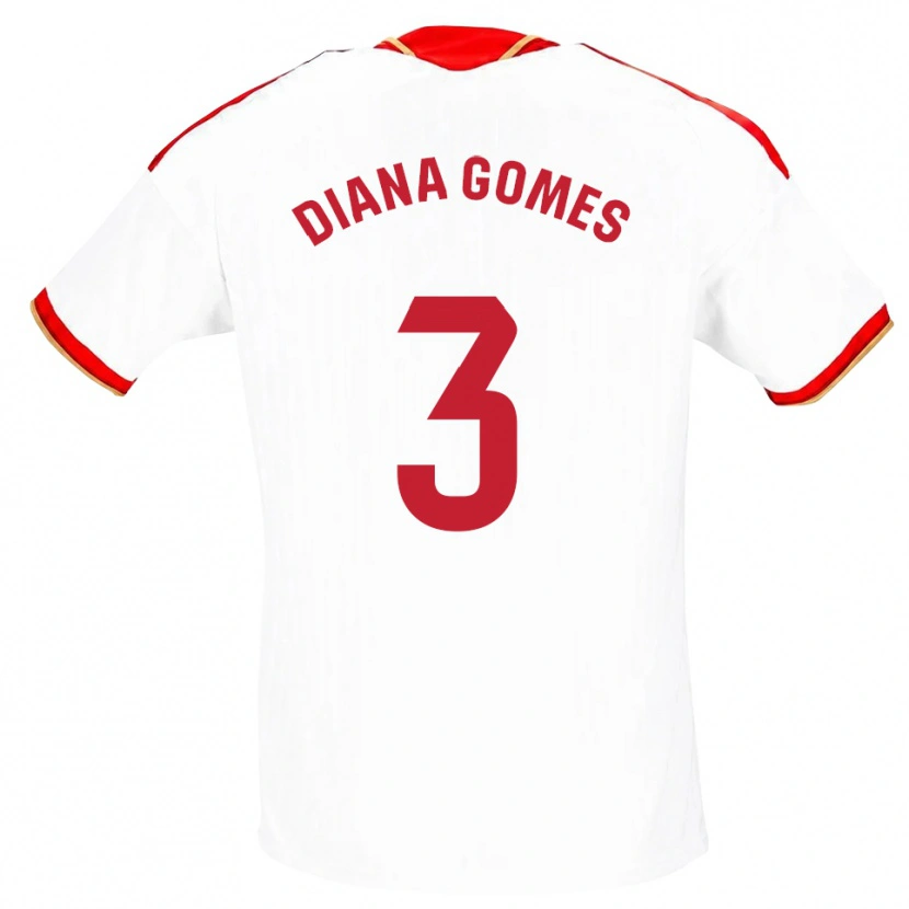 Danxen Børn Diana Catarina Ribeiro Gomes #3 Hvid Rød Hjemmebane Spillertrøjer 2026/27 Trøje T-Shirt