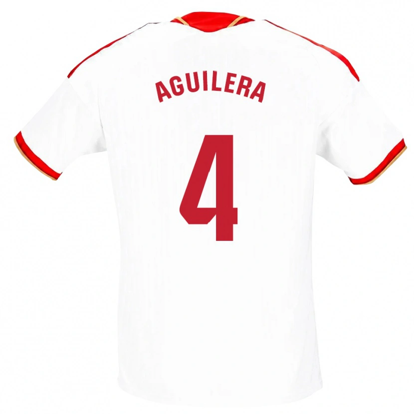 Danxen Børn Juanan Aguilera #4 Hvid Rød Hjemmebane Spillertrøjer 2026/27 Trøje T-Shirt