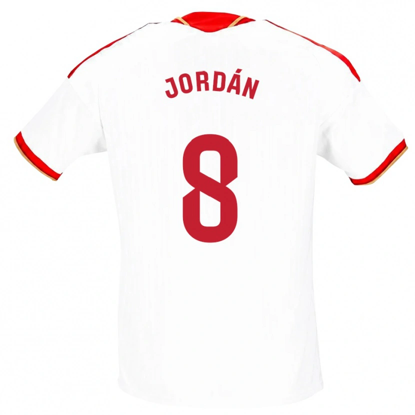 Danxen Børn Joan Jordán #8 Hvid Rød Hjemmebane Spillertrøjer 2026/27 Trøje T-Shirt