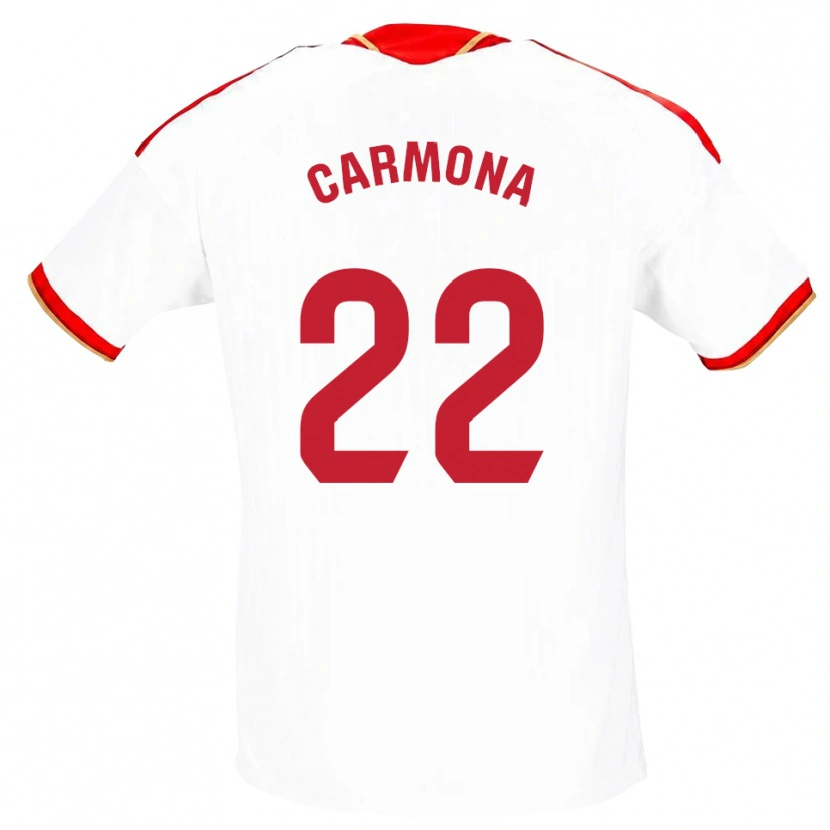 Danxen Børn José Ángel Carmona #22 Hvid Rød Hjemmebane Spillertrøjer 2026/27 Trøje T-Shirt