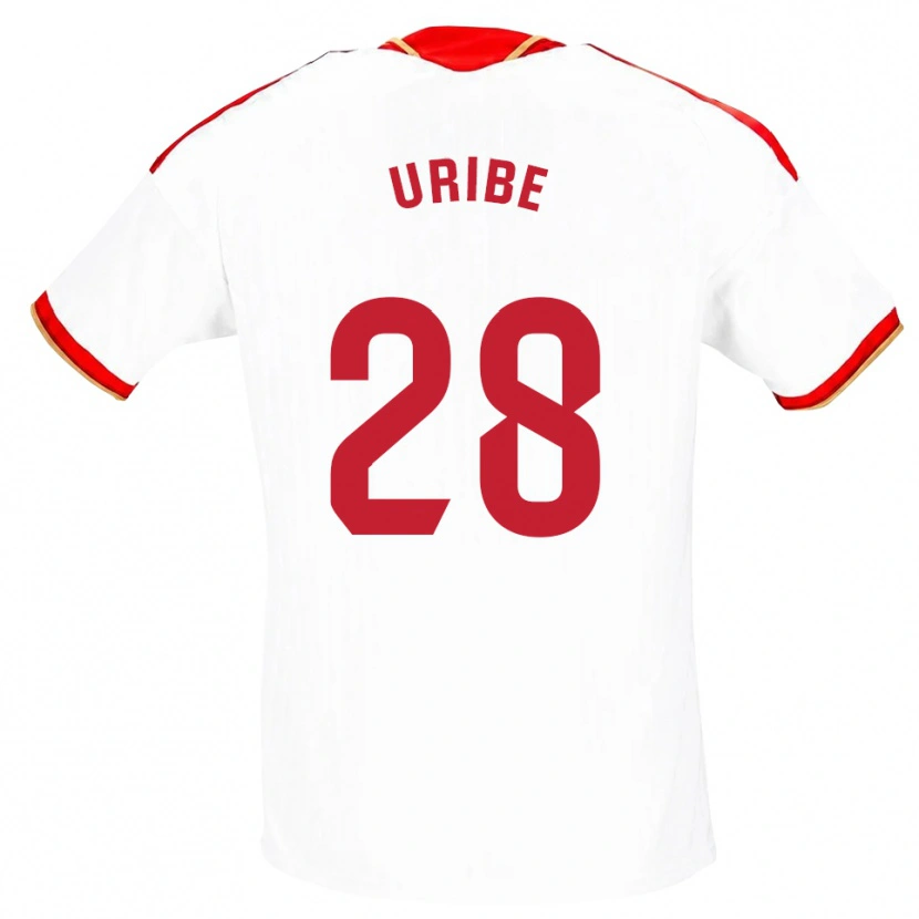 Danxen Børn Raúl Uribe #28 Hvid Rød Hjemmebane Spillertrøjer 2026/27 Trøje T-Shirt