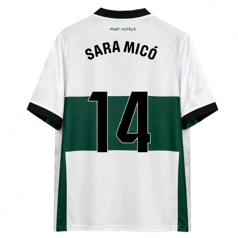 Danxen Børn Sara Micó #14 Grøn Hvid Rød Hjemmebane Spillertrøjer 2026/27 Trøje T-Shirt